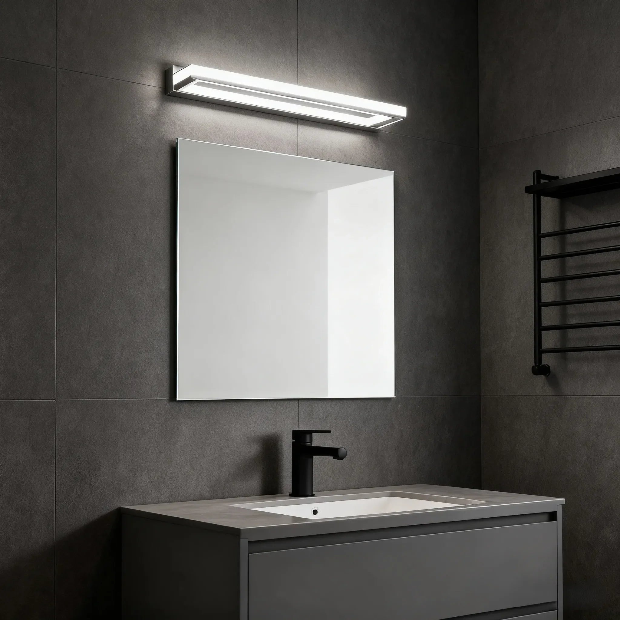 Luz de tocador moderna impermeable para baño – accesorio de acrílico blanco y metal - Flindria