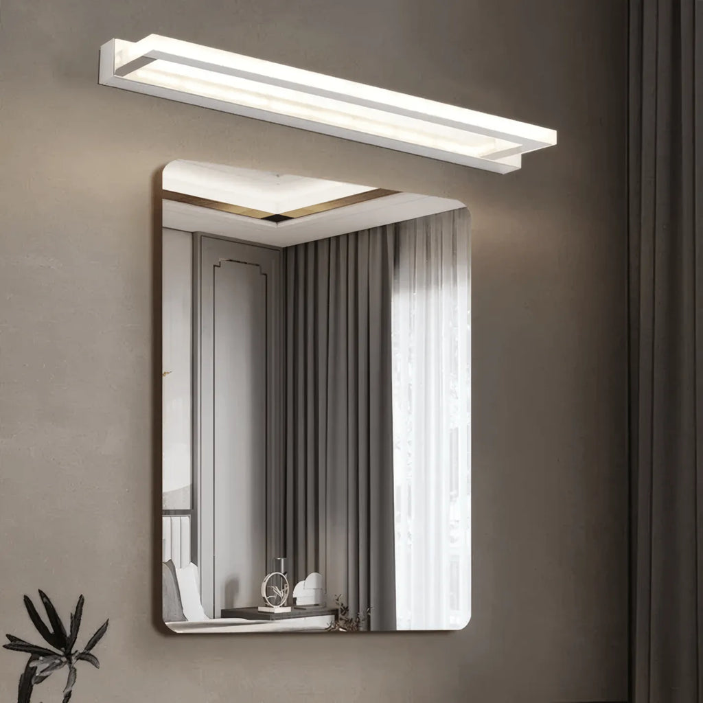 Luz de tocador moderna impermeable para baño – accesorio de acrílico blanco y metal - Flindria