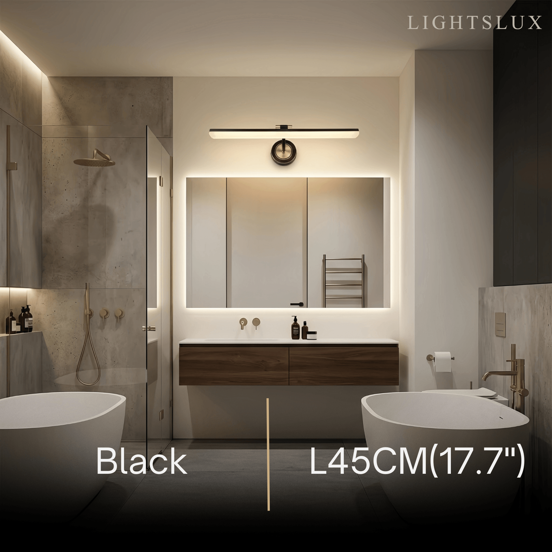Vintage Vanity Light – Black/Gold Metal with Adjustable Light Bathroom - Flindria