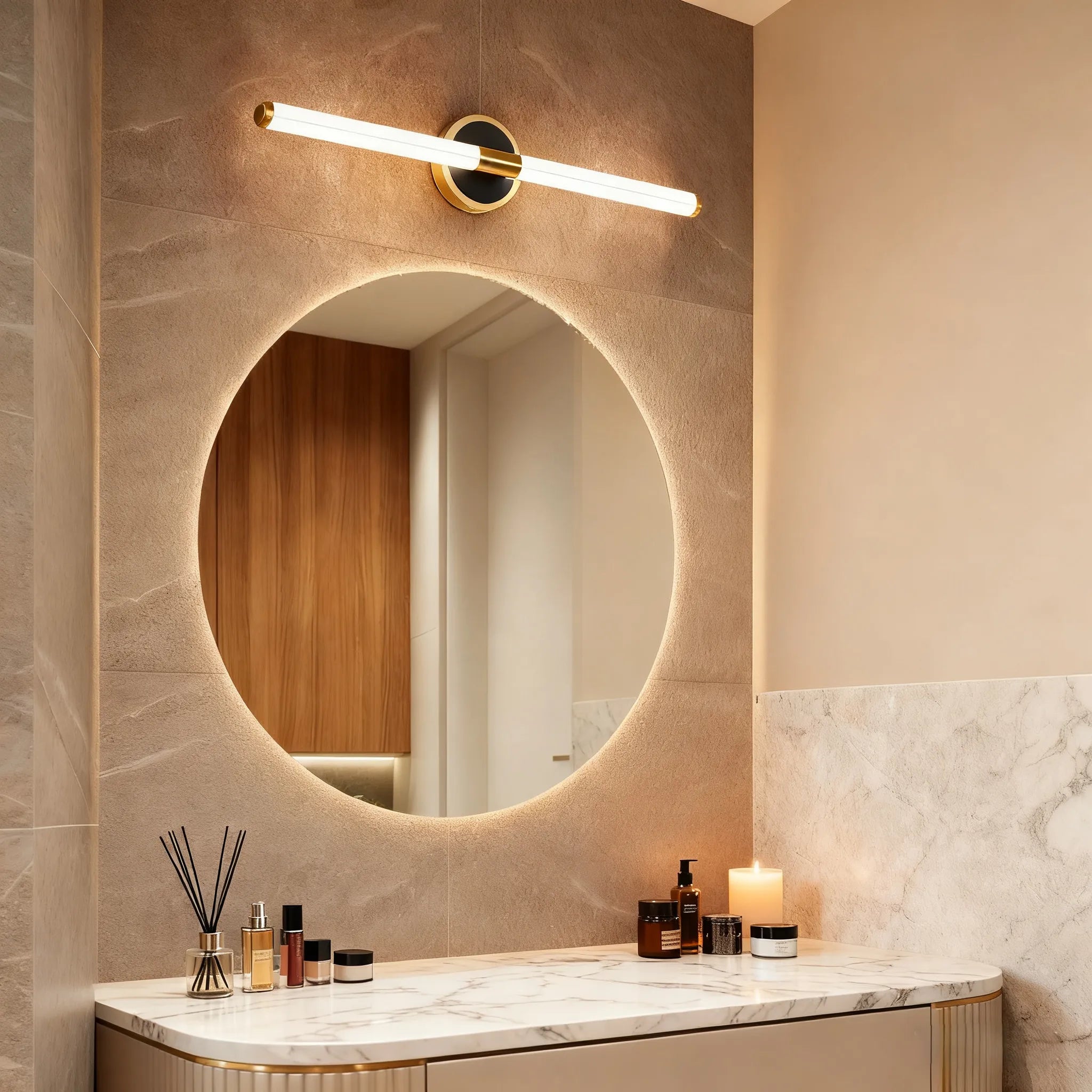 Minimalist Stick Vanity Wall Lamp – Mirror Front for Bathroom - Flindria