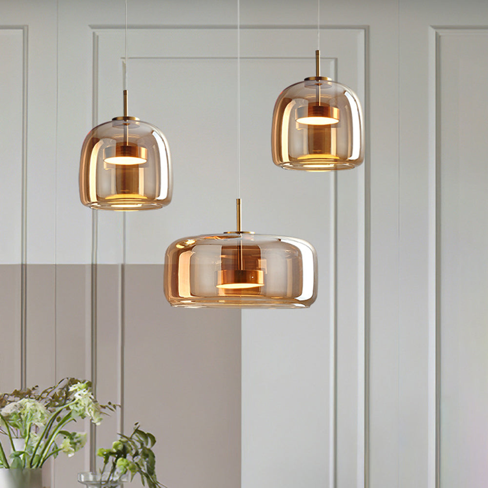 AuroraGold Vintage LED κρεμαστό φωτιστικό — Χρυσή γυάλινη σκιά