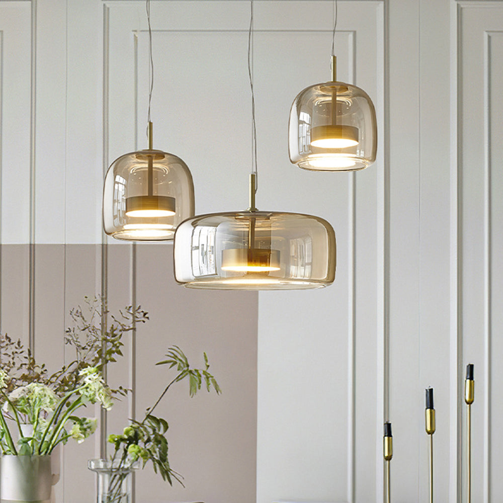 AuroraGold Vintage LED κρεμαστό φωτιστικό — Χρυσή γυάλινη σκιά