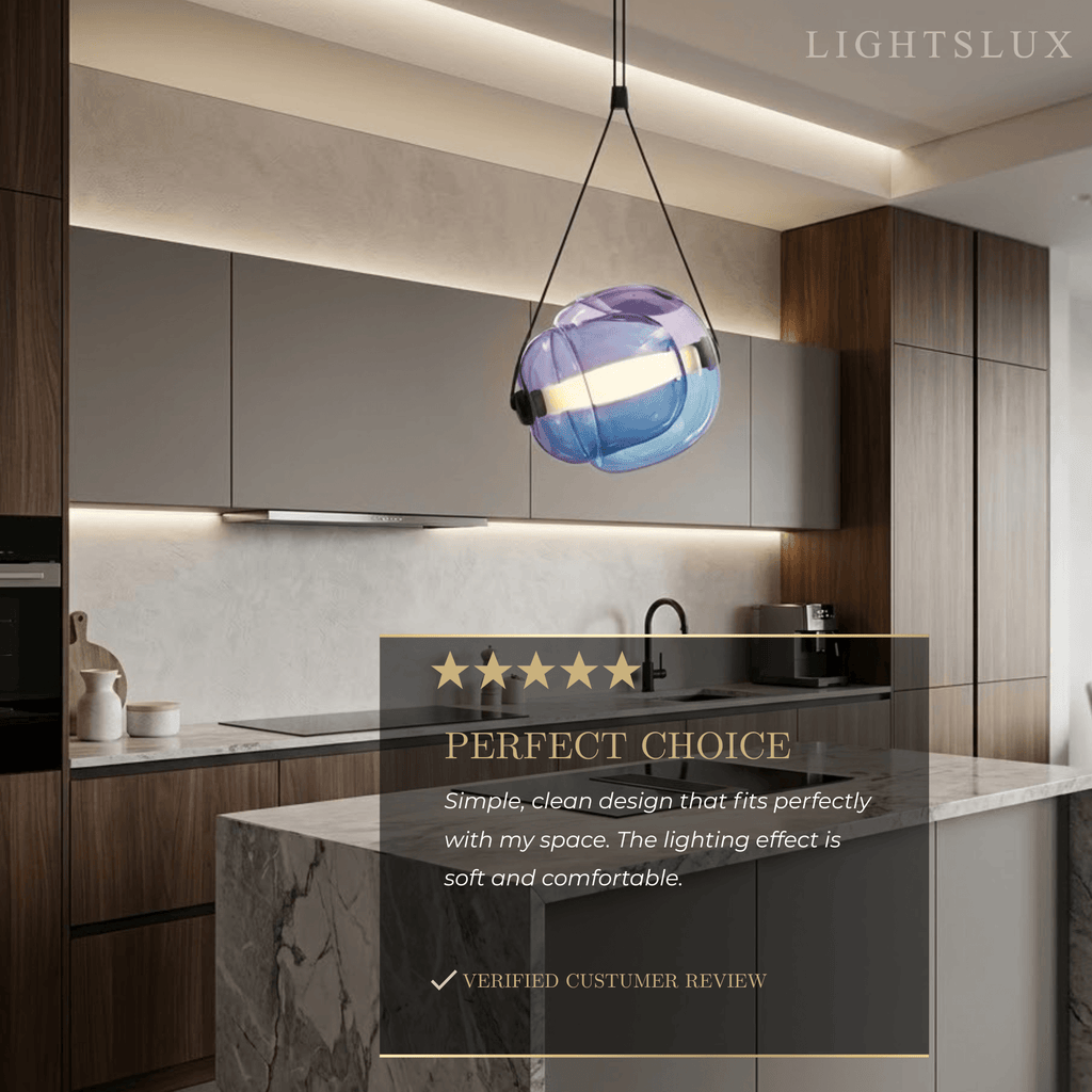 Modern Minimalist Glass Pendant Light – 6 Colors for Dining Room - Flindria