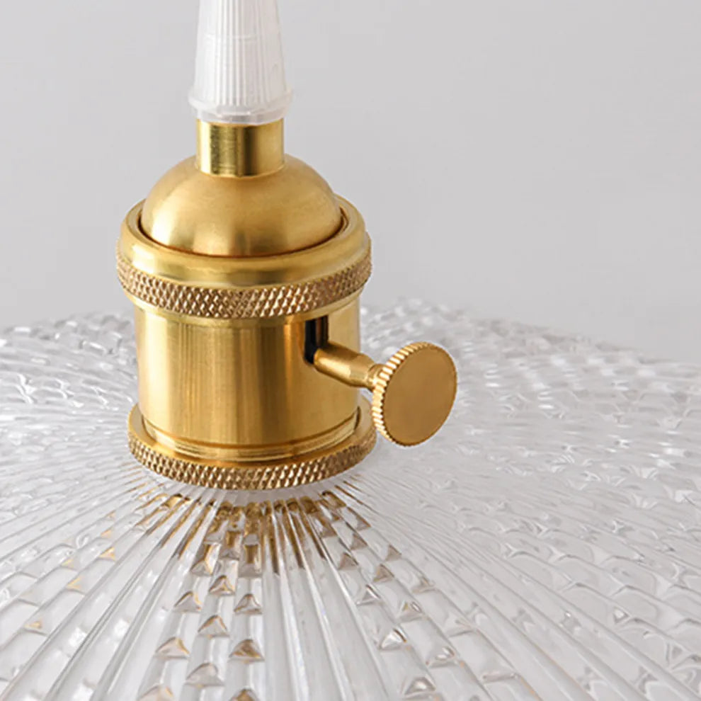 Art Deco Pendant Light – Clear Blown Glass with Brass Finish for Bedroom - Flindria