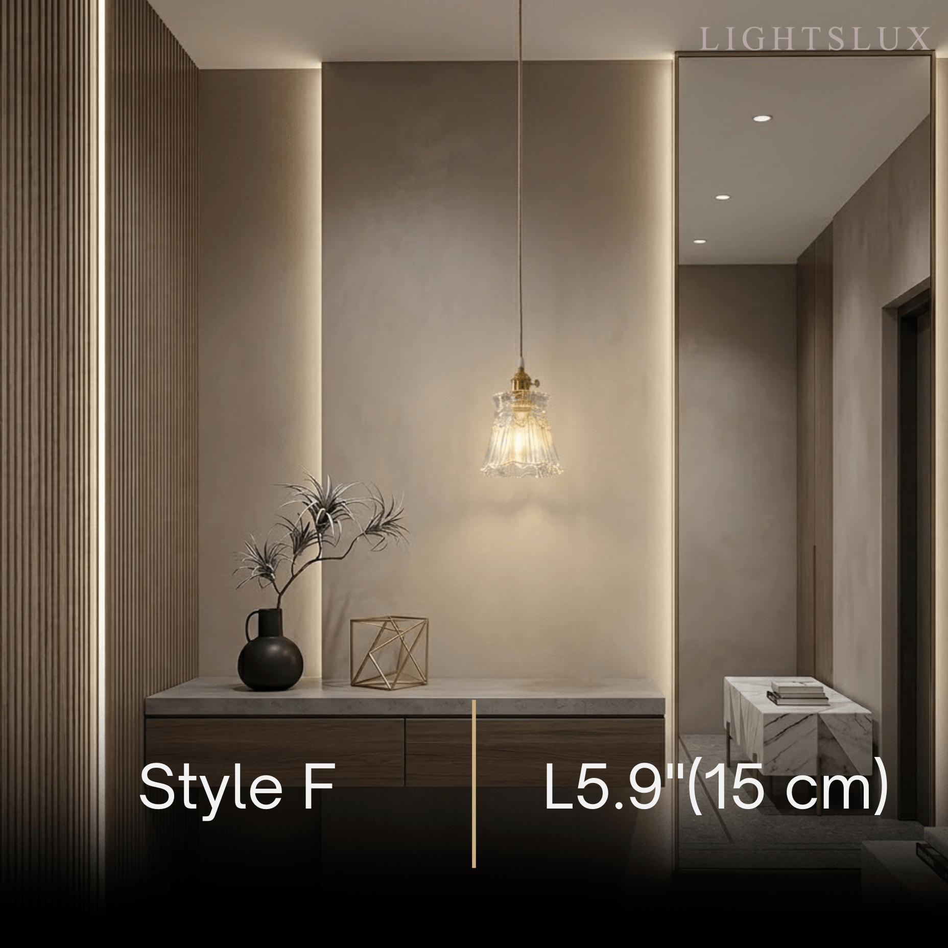 Art Deco závěsné světlo – průhledné foukané sklo s mosazným povrchem do ložnice - Flindria