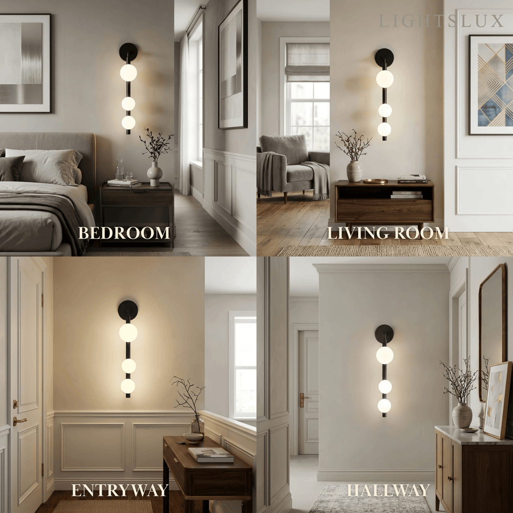 Modern Wall Light - Gold/Black Metal & Glass Globular Design for Living Room - Flindria