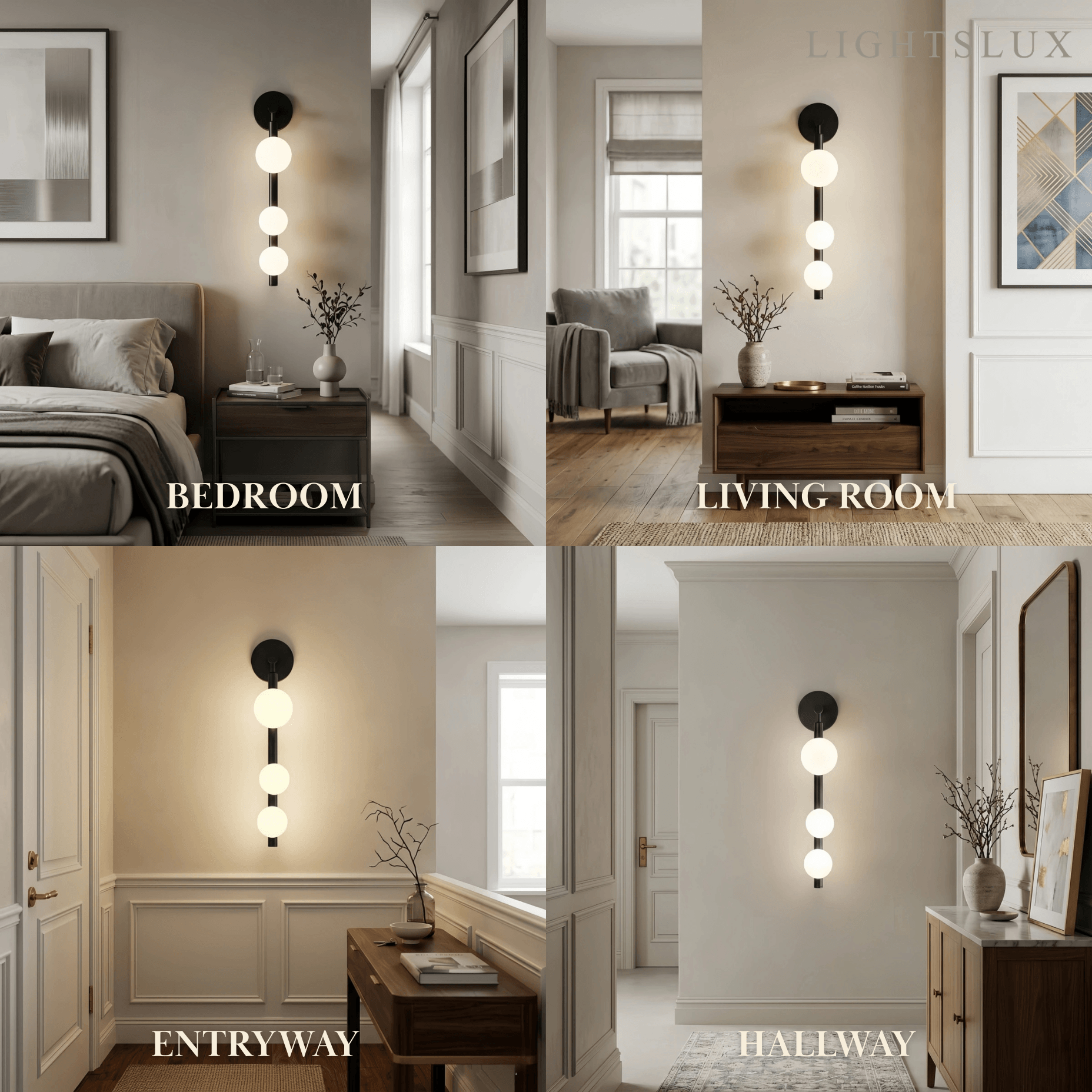 Modern Wall Light - Gold/Black Metal & Glass Globular Design for Living Room - Flindria