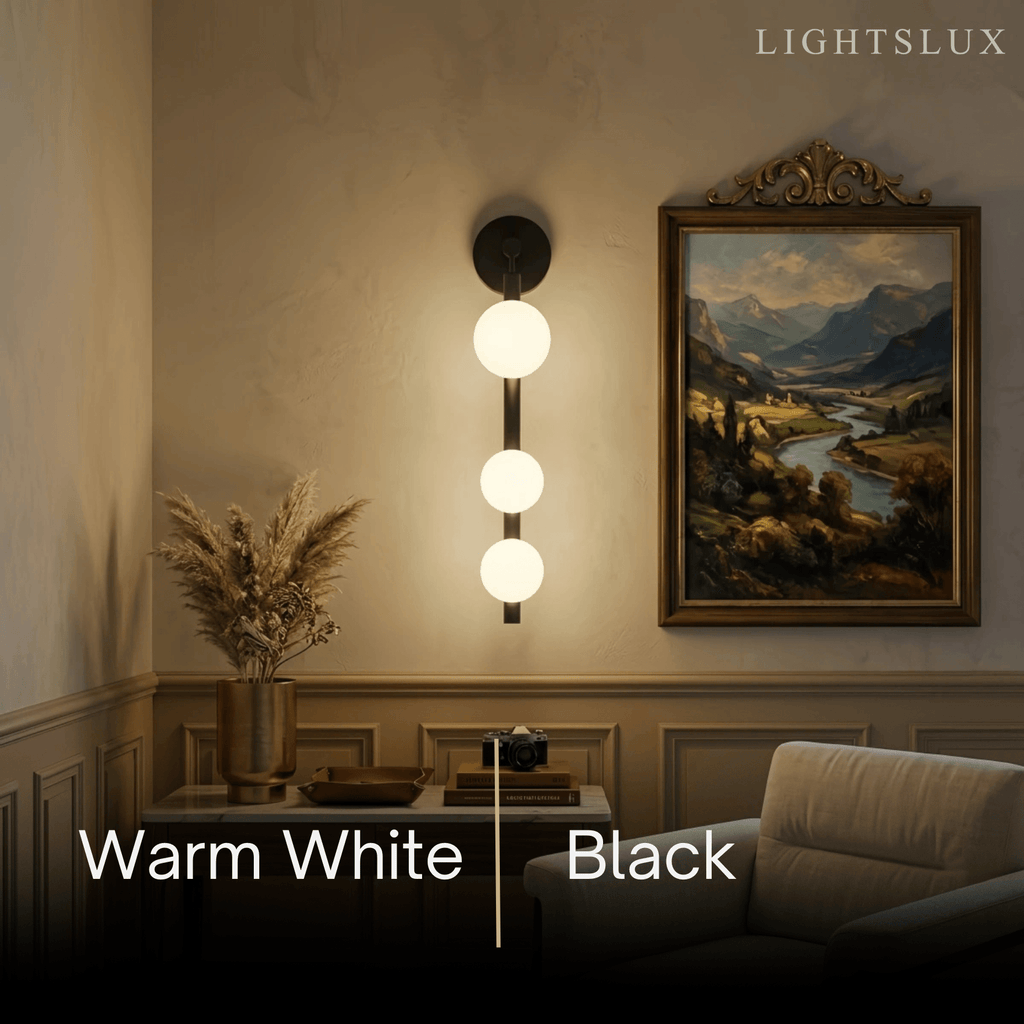 Modern Wall Light - Gold/Black Metal & Glass Globular Design for Living Room - Flindria