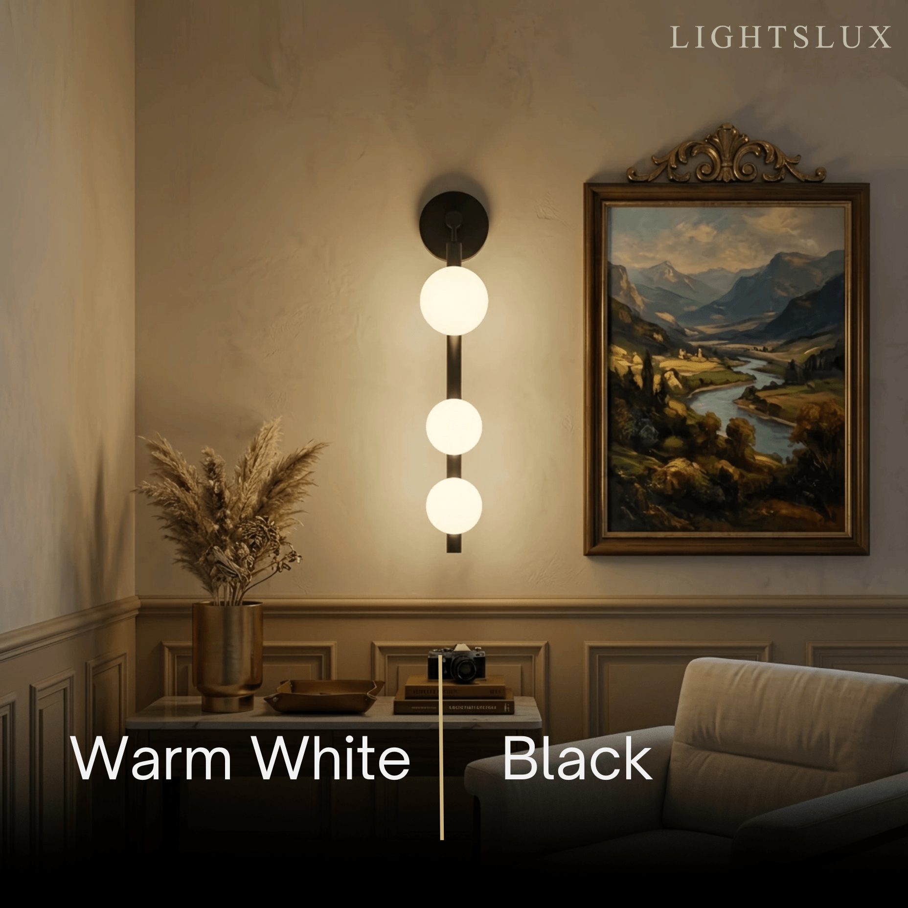 Modern Wall Light - Gold/Black Metal & Glass Globular Design for Living Room - Flindria