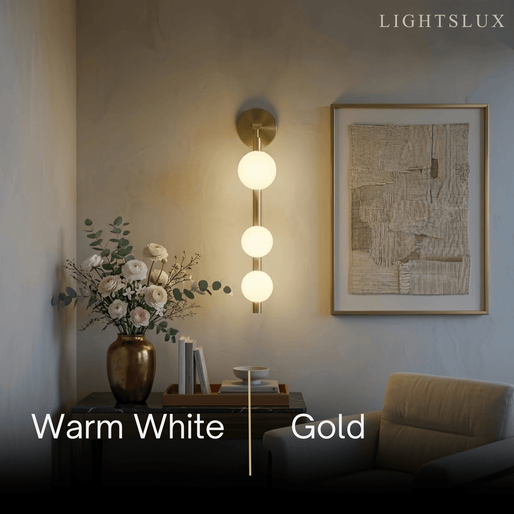 Modern Wall Light - Gold/Black Metal & Glass Globular Design for Living Room - Flindria