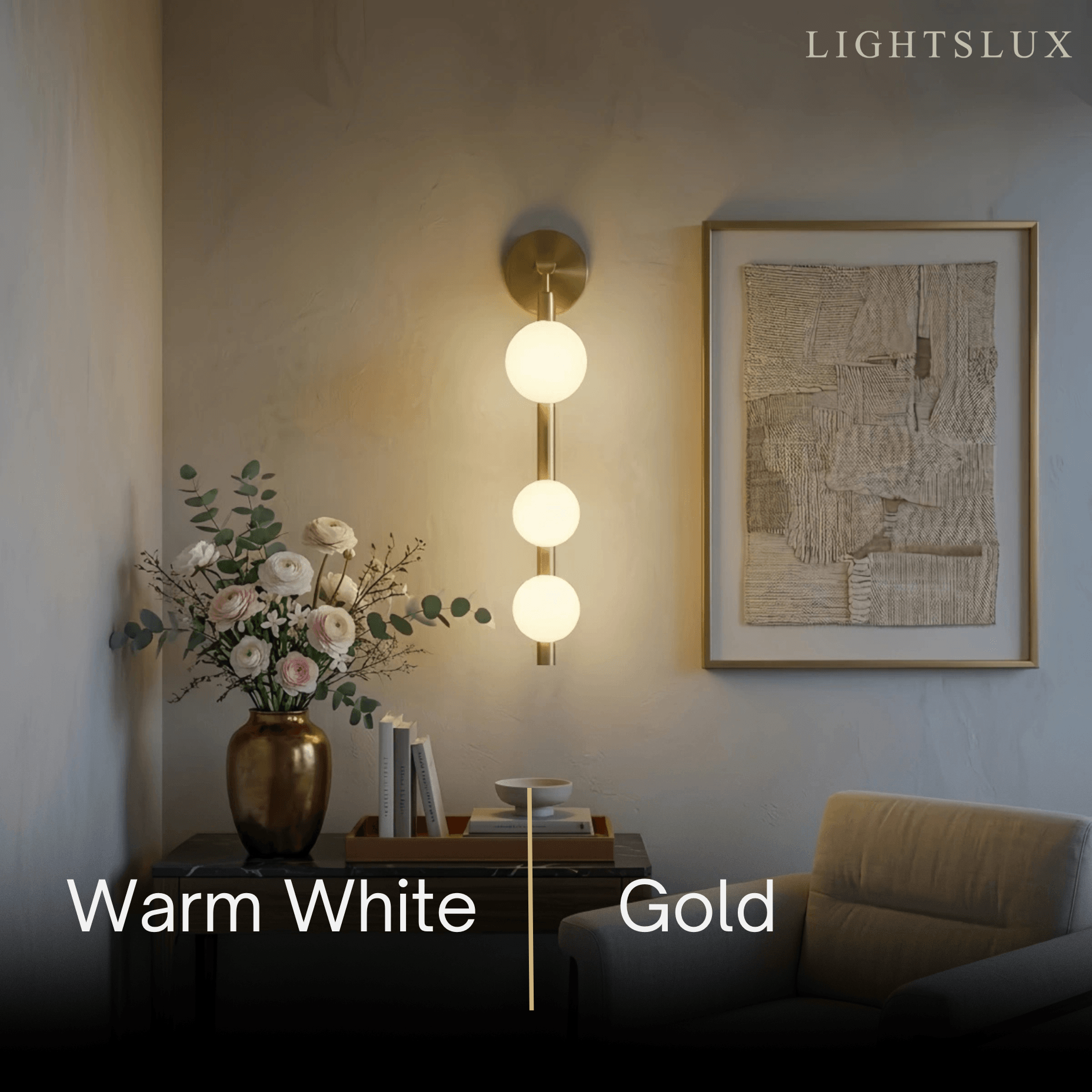 Modern Wall Light - Gold/Black Metal & Glass Globular Design for Living Room - Flindria