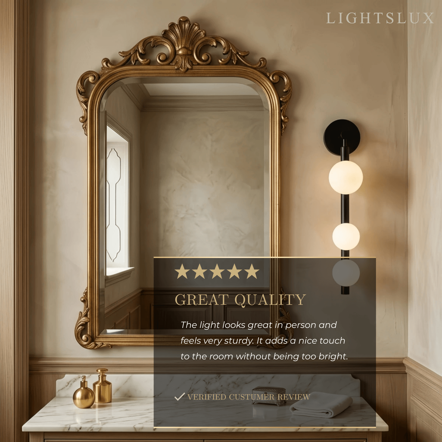 Modern Wall Light - Gold/Black Metal & Glass Globular Design for Living Room - Flindria
