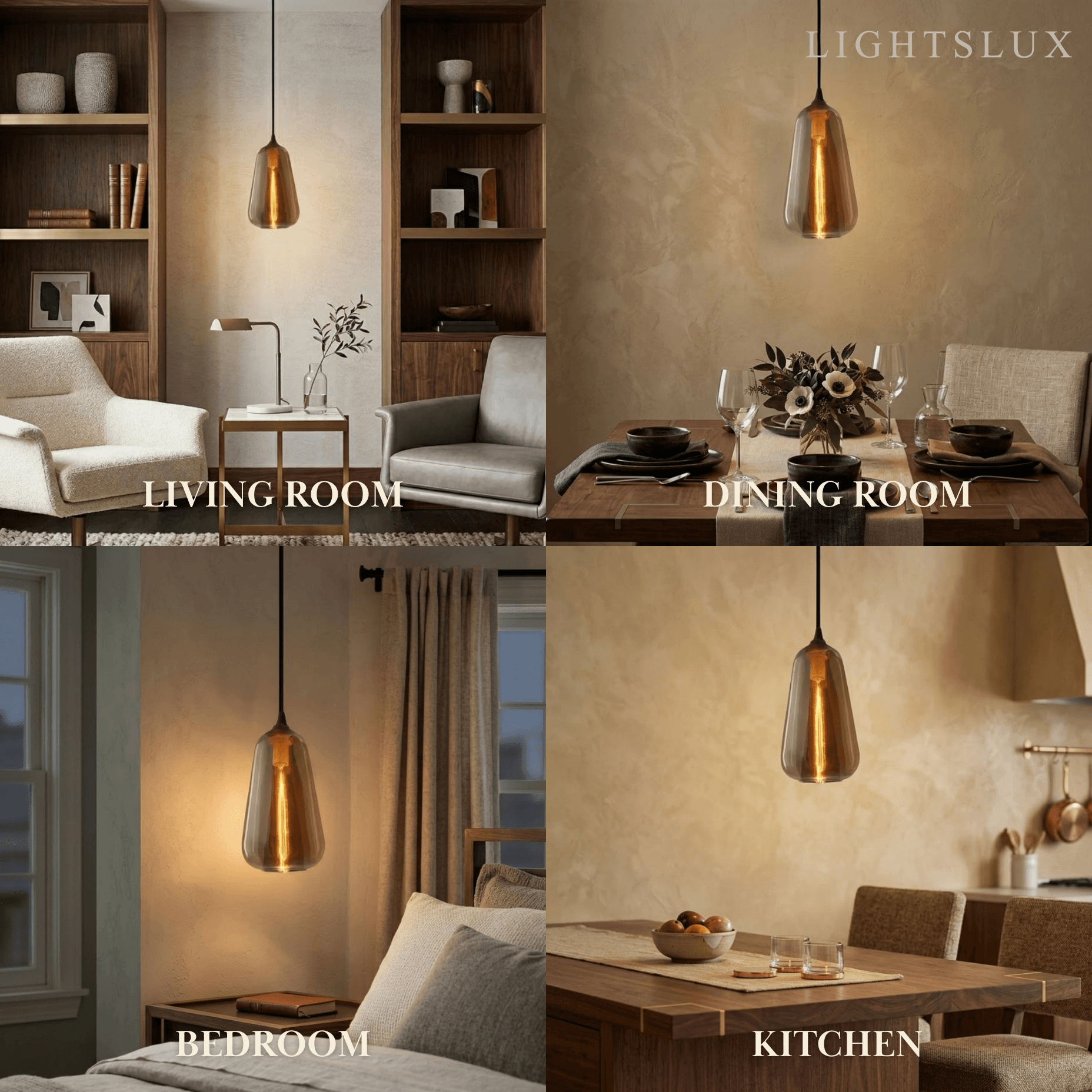 Nowoczesna szklana lampa wisząca — bursztynowa do jadalni - Flindria