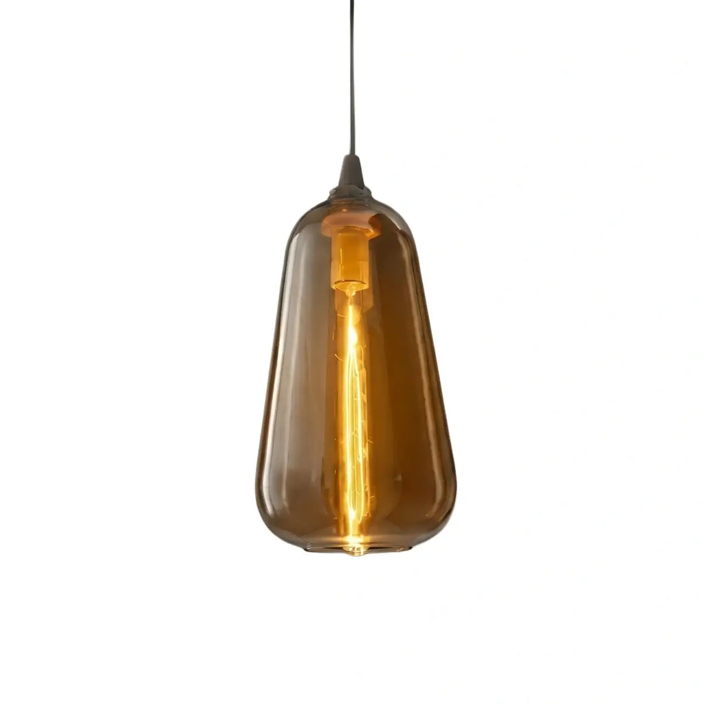 Nowoczesna szklana lampa wisząca — bursztynowa do jadalni - Flindria