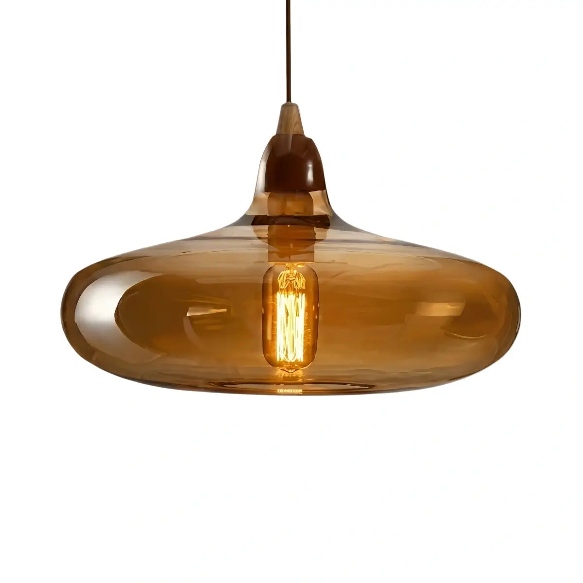 Nowoczesna szklana lampa wisząca — bursztynowa do jadalni - Flindria