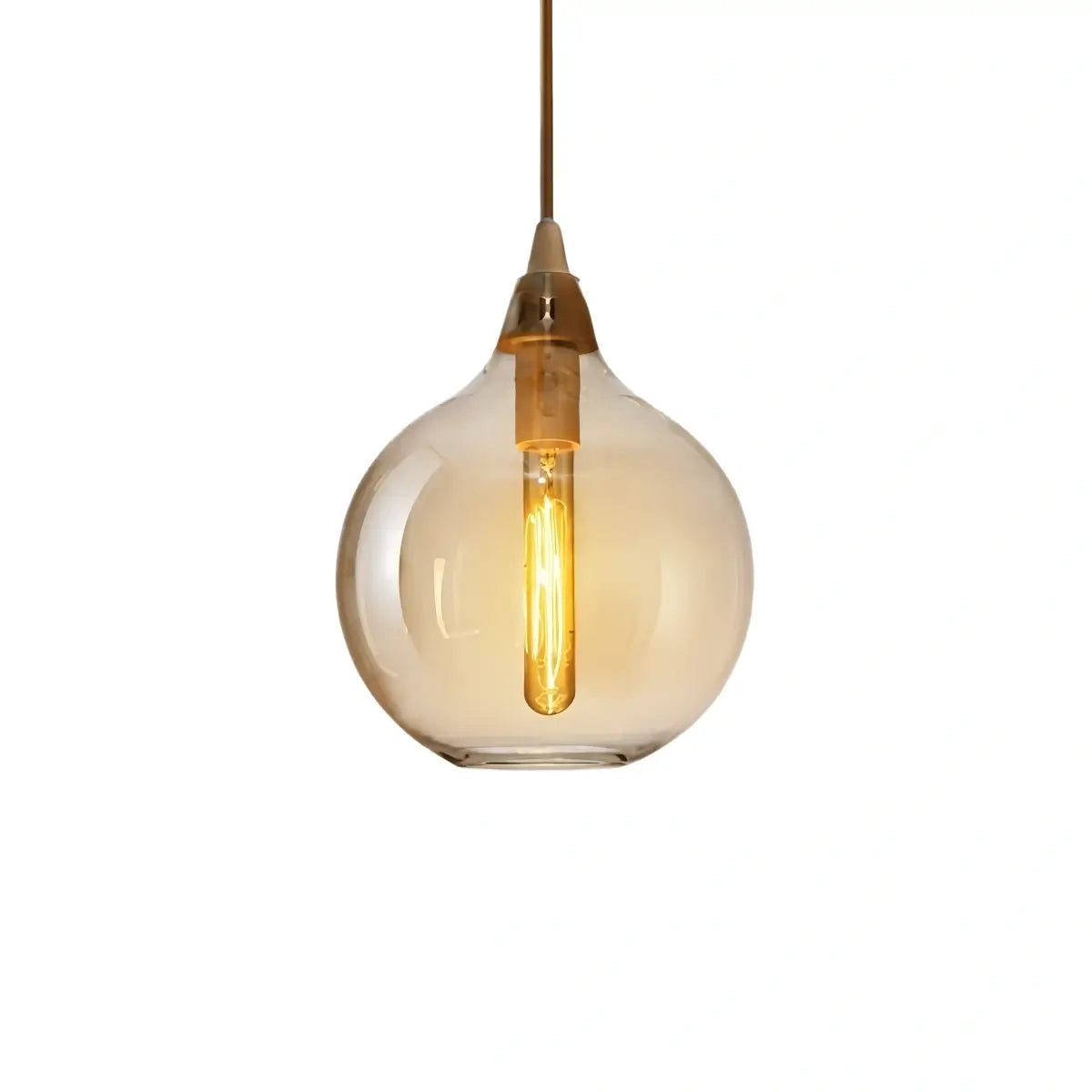 Nowoczesna szklana lampa wisząca — bursztynowa do jadalni - Flindria