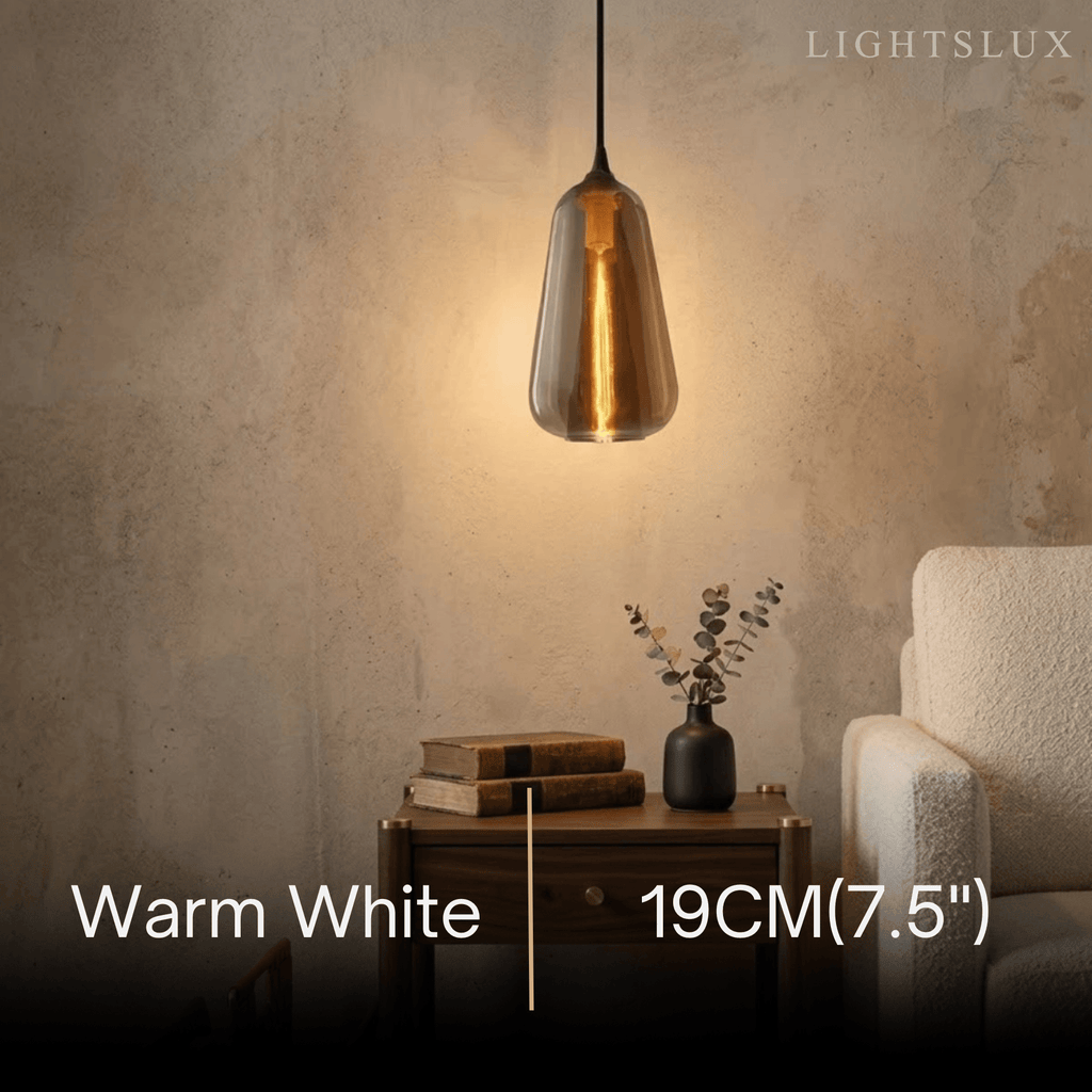 Nowoczesna szklana lampa wisząca — bursztynowa do jadalni - Flindria