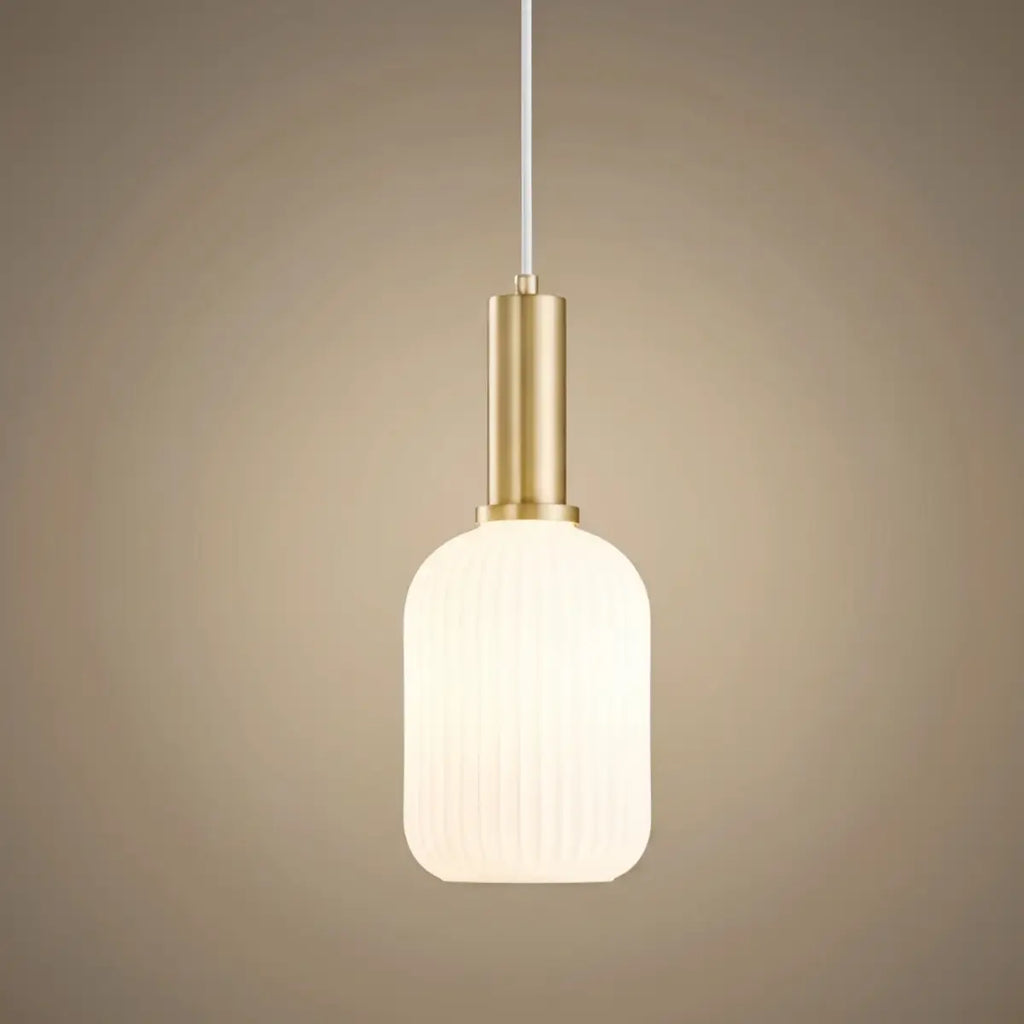 Nordic White Pendant Light - Metal & Glass Geometric Design for Living Room - Flindria