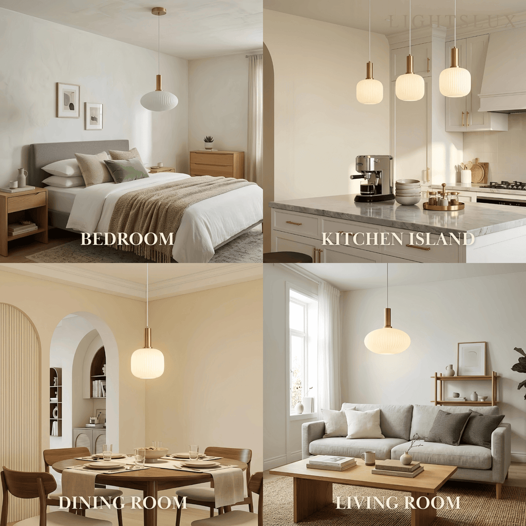 Nordic White Pendant Light - Metal & Glass Geometric Design for Living Room - Flindria