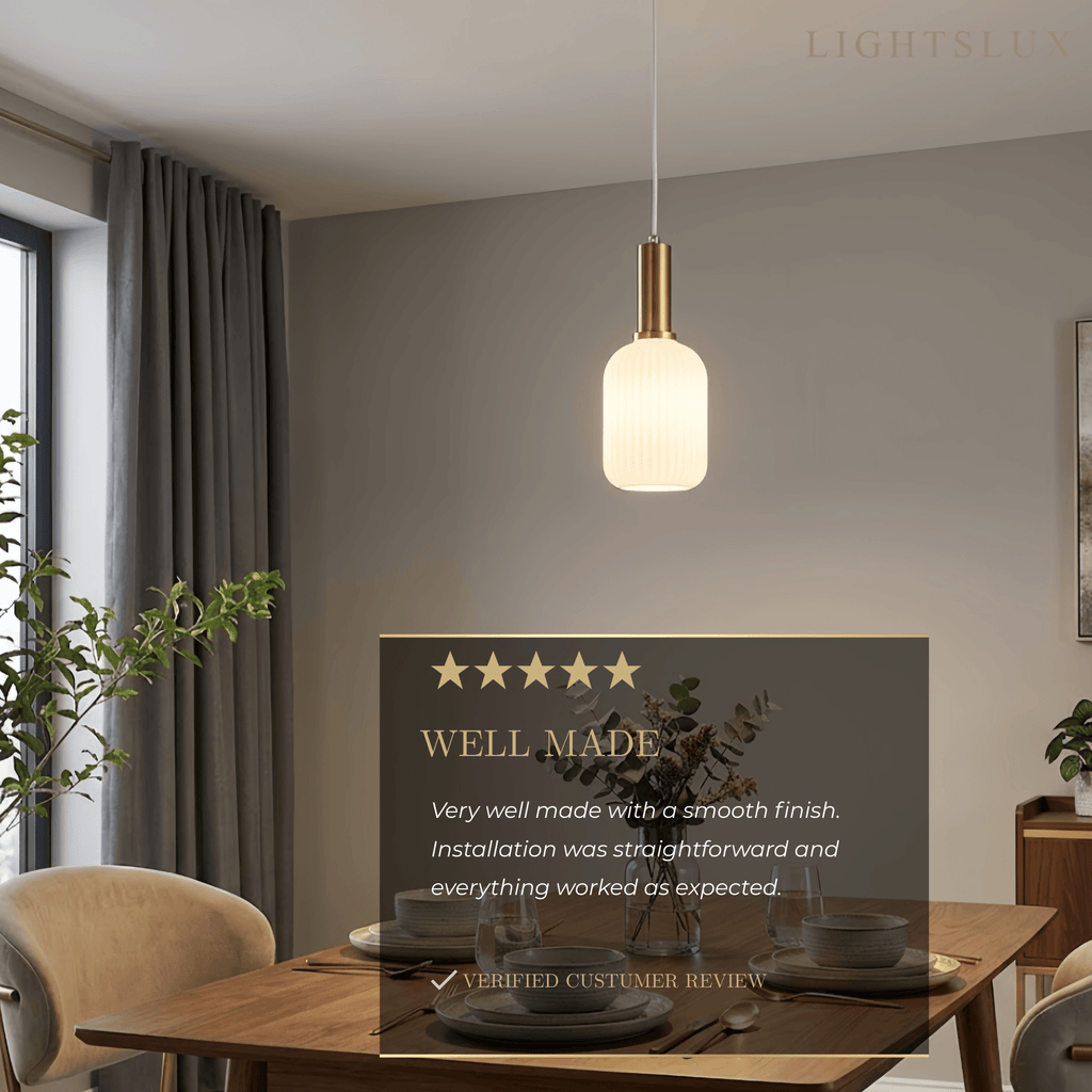 Nordic White Pendant Light - Metal & Glass Geometric Design for Living Room - Flindria