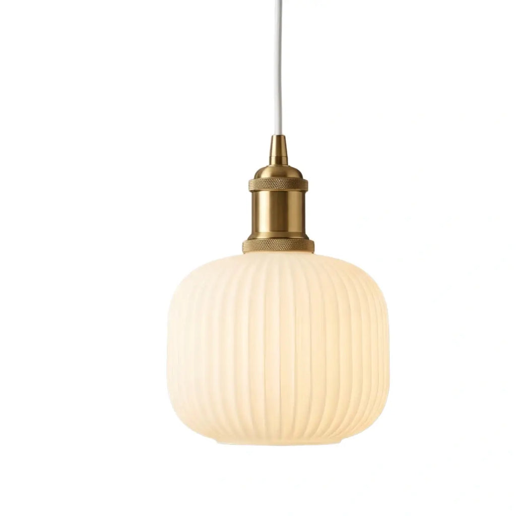 Nordic White Pendant Light - Metal & Glass Geometric Design for Living Room - Flindria