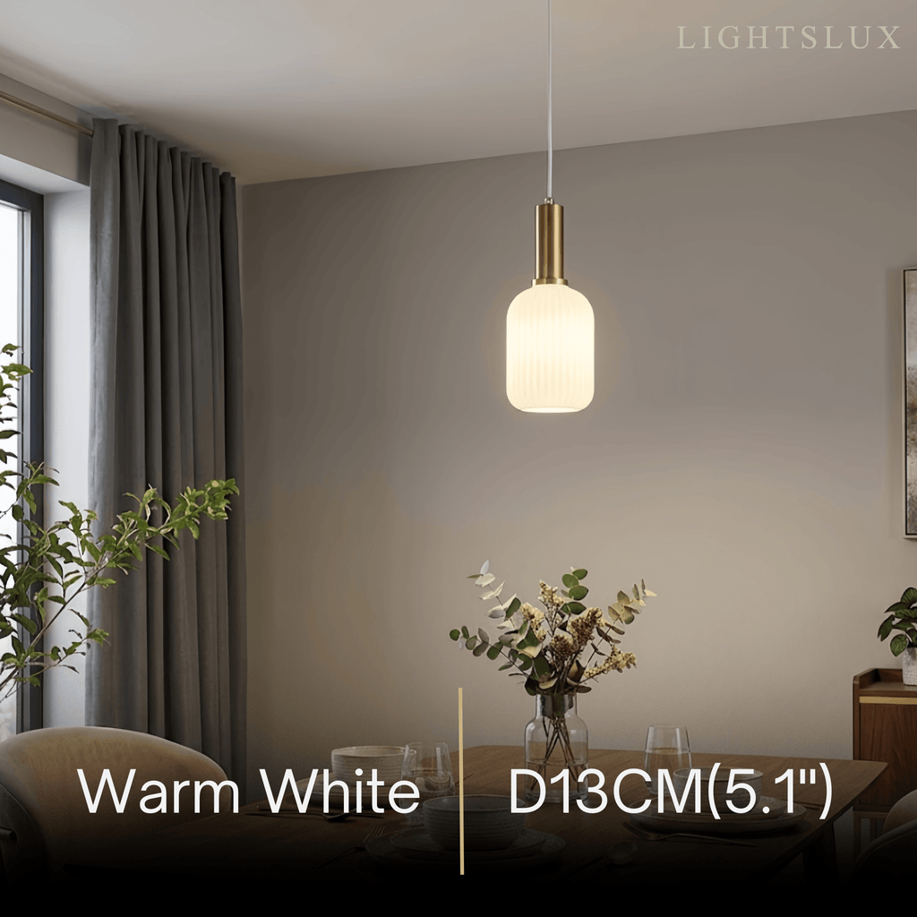 Nordic White Pendant Light - Metal & Glass Geometric Design for Living Room - Flindria