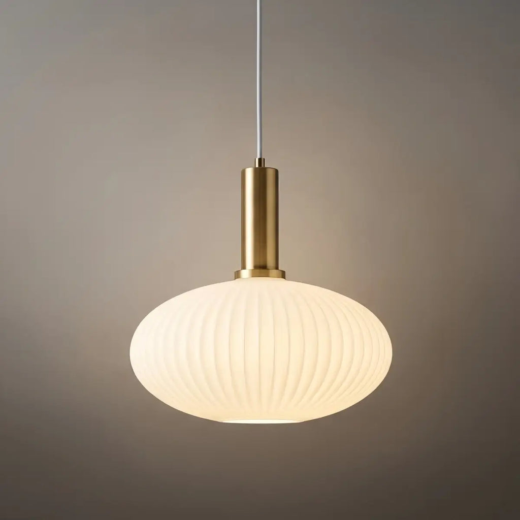 Nordic White Pendant Light - Metal & Glass Geometric Design for Living Room - Flindria