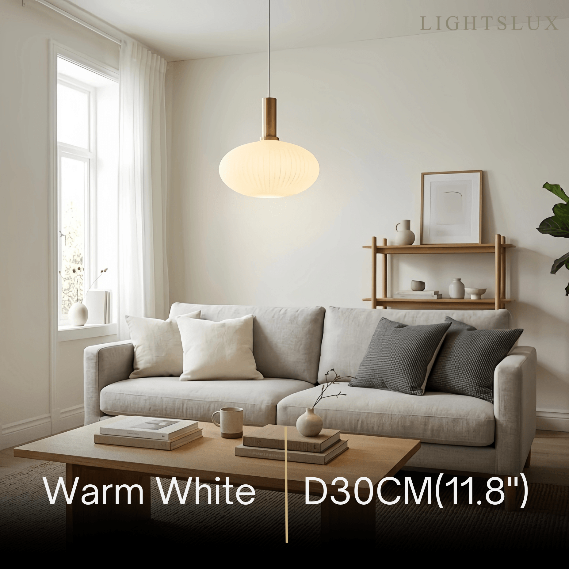 Nordic White Pendant Light - Metal & Glass Geometric Design for Living Room - Flindria