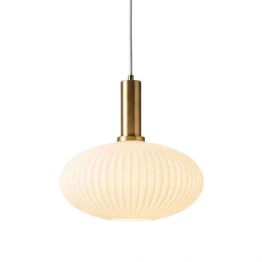 Nordic White Pendant Light - Metal & Glass Geometric Design for Living Room - Flindria