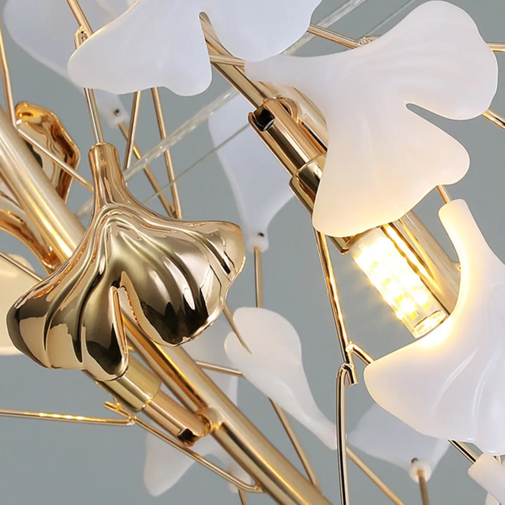 Art Deco Chandelier - Gold Ceramic/Metal for Living Room - Flindria