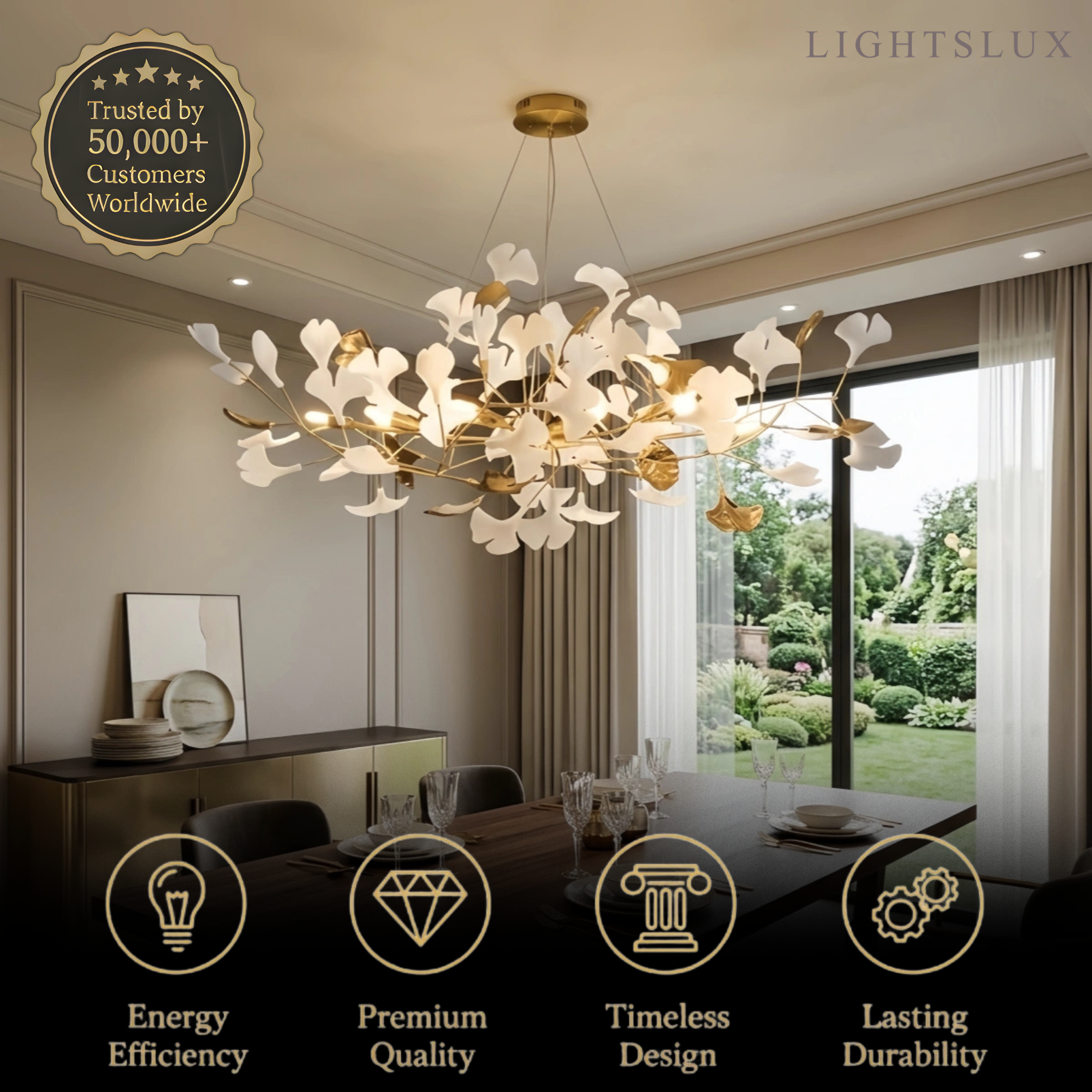 Art Deco Chandelier – Ceramic Design for Dining Room Living Room - Flindria