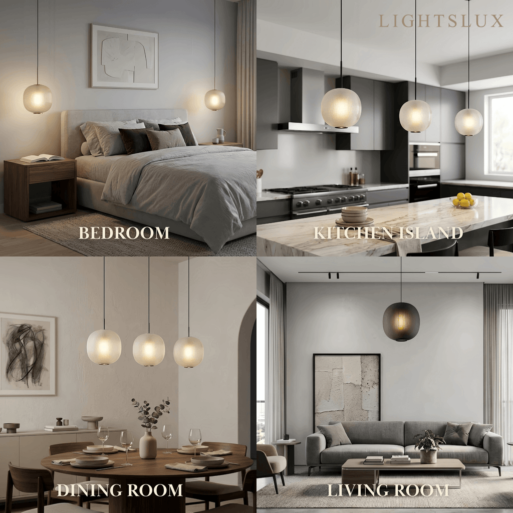 Moderne cylinder pendellampe - frostet glas og metal til stuen - Flindria