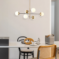 Nordic Gold Chandelier – Multi Globe Metal/Glass Light for Dining Room/Bedroom - Flindria