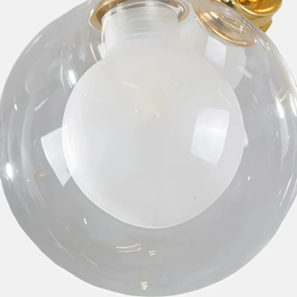 Modern Gold Chandelier - Metal Ring & Glass Bubble Design for Living Room - Flindria