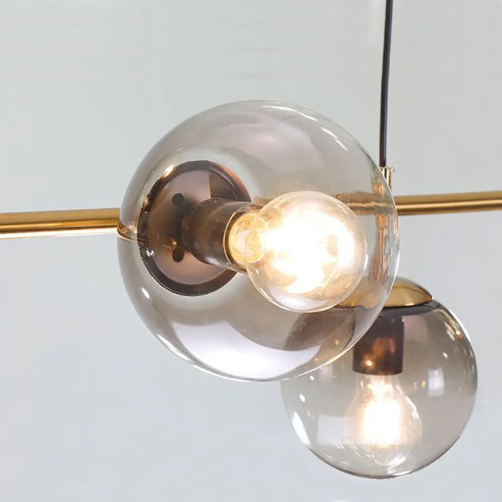 Modern Gold Bubble Chandelier – Metal & Glass Globe Fixture for Dining Room - Flindria