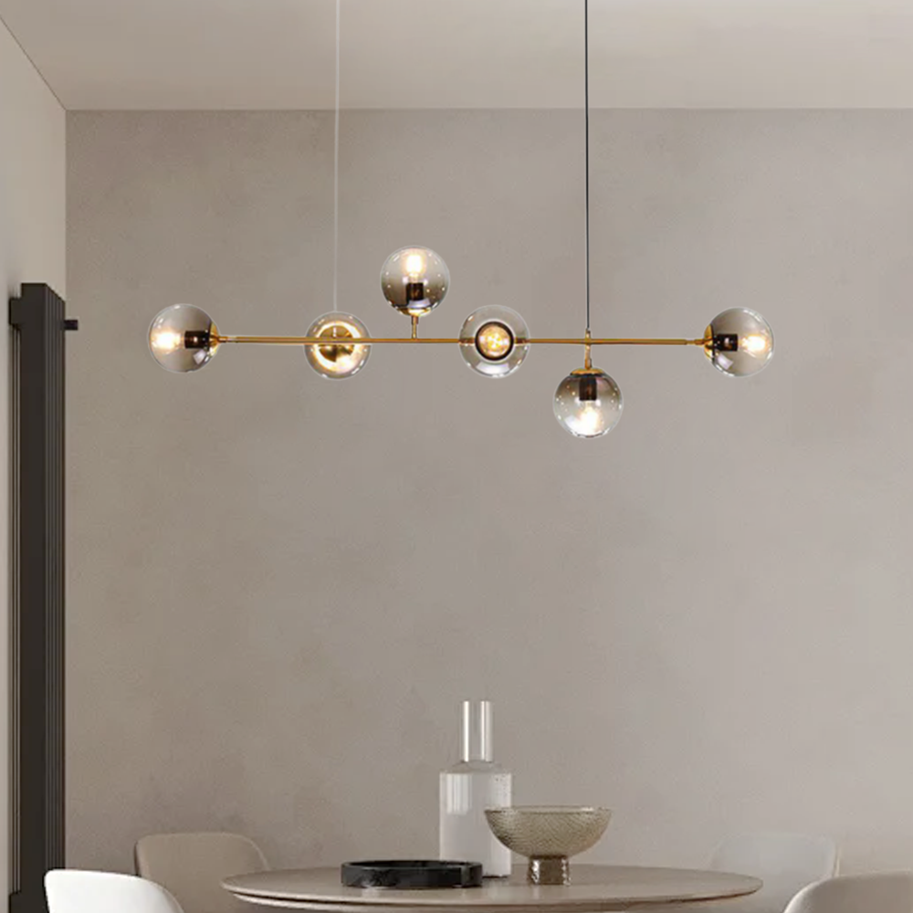 Modern Gold Bubble Chandelier – Metal & Glass Globe Fixture for Dining Room - Flindria