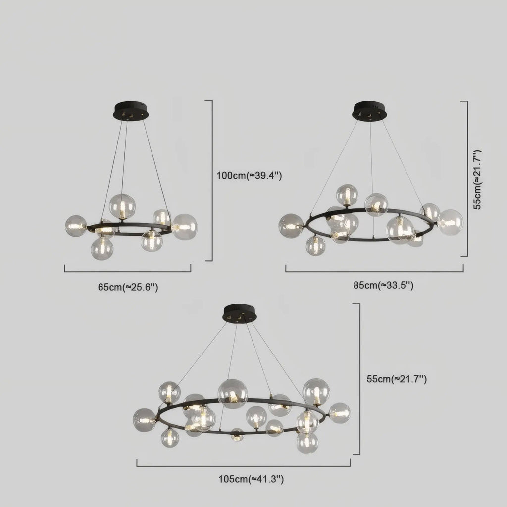 Art Deco Gold Chandelier - Metal Frame with Bubble Design for Living Room - Flindria