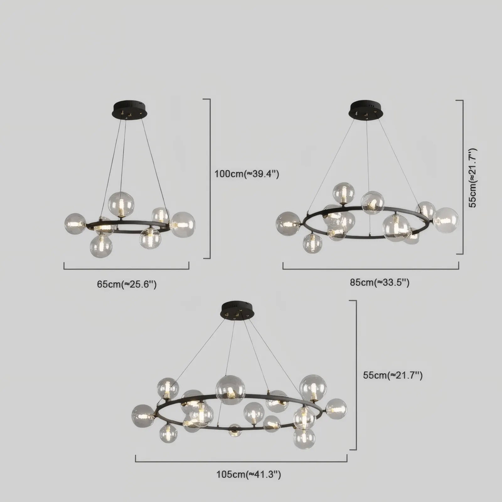 Art Deco Gold Chandelier - Metal Frame with Bubble Design for Living Room - Flindria