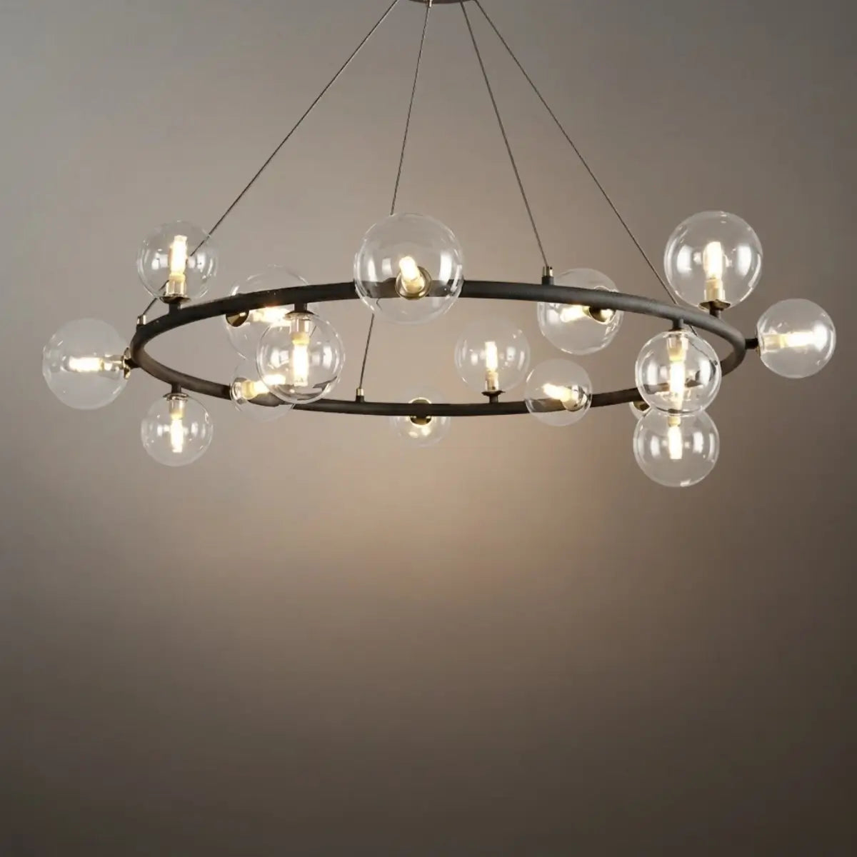 Art Deco Gold Chandelier - Metal Frame with Bubble Design for Living Room - Flindria