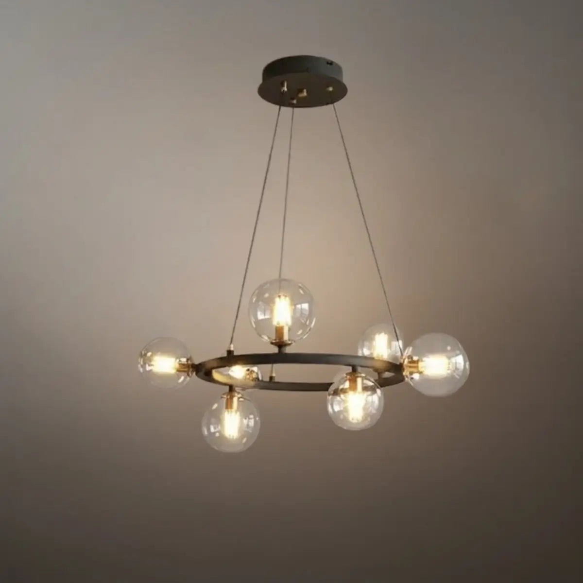 Art Deco Gold Chandelier - Metal Frame with Bubble Design for Living Room - Flindria