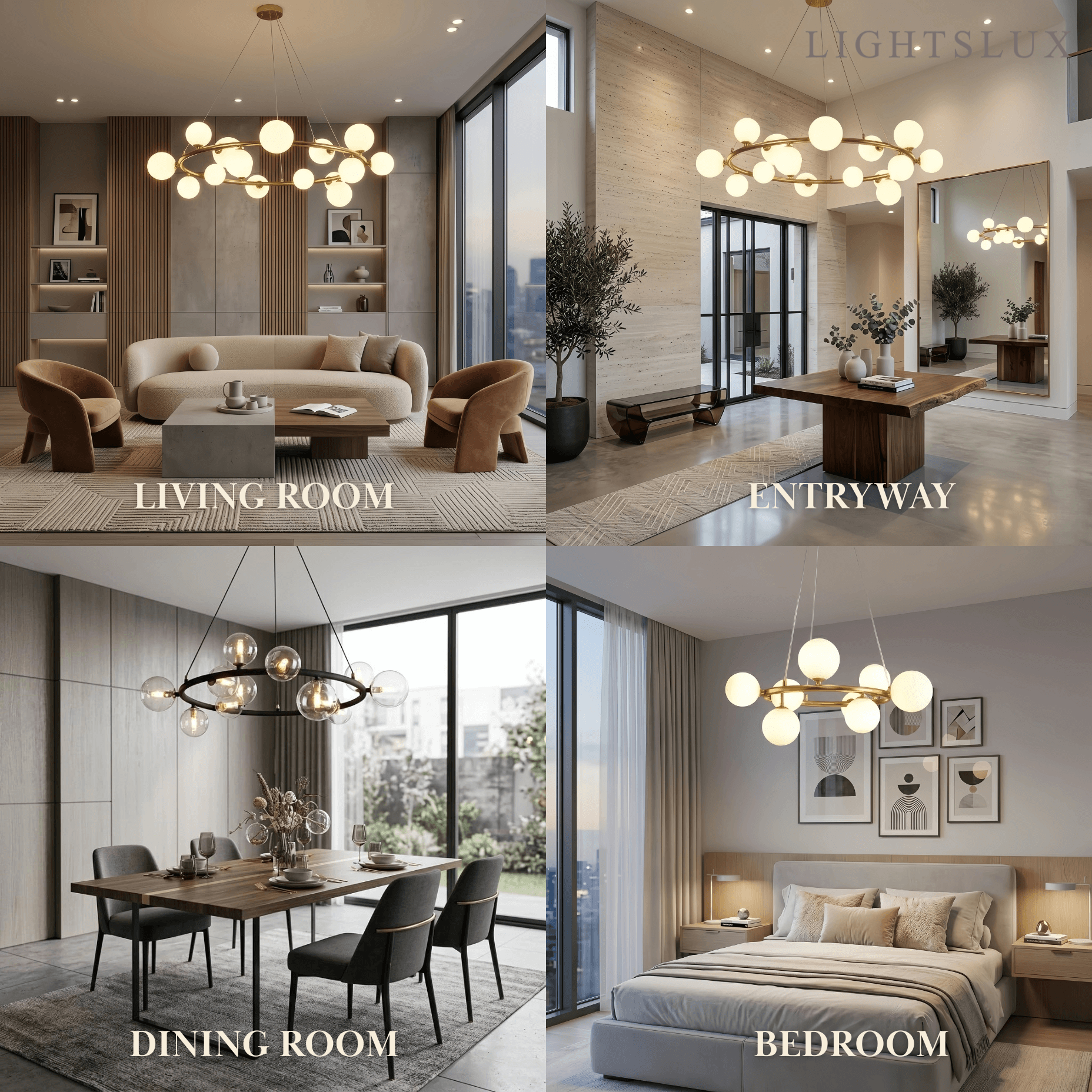 Art Deco Gold Chandelier - Metal Frame with Bubble Design for Living Room - Flindria