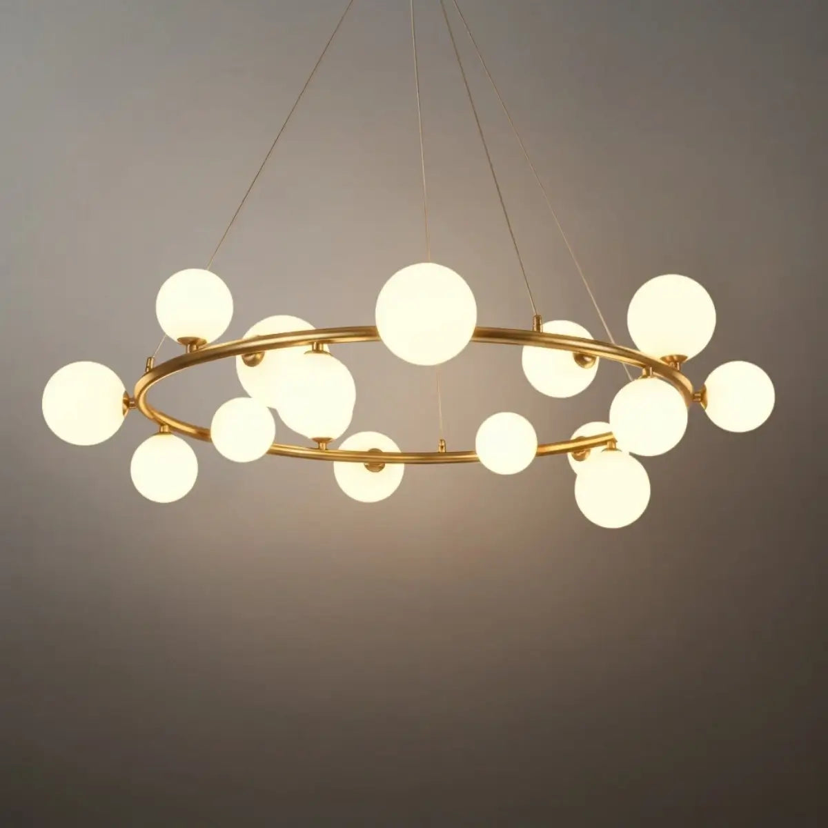 Art Deco Gold Chandelier - Metal Frame with Bubble Design for Living Room - Flindria