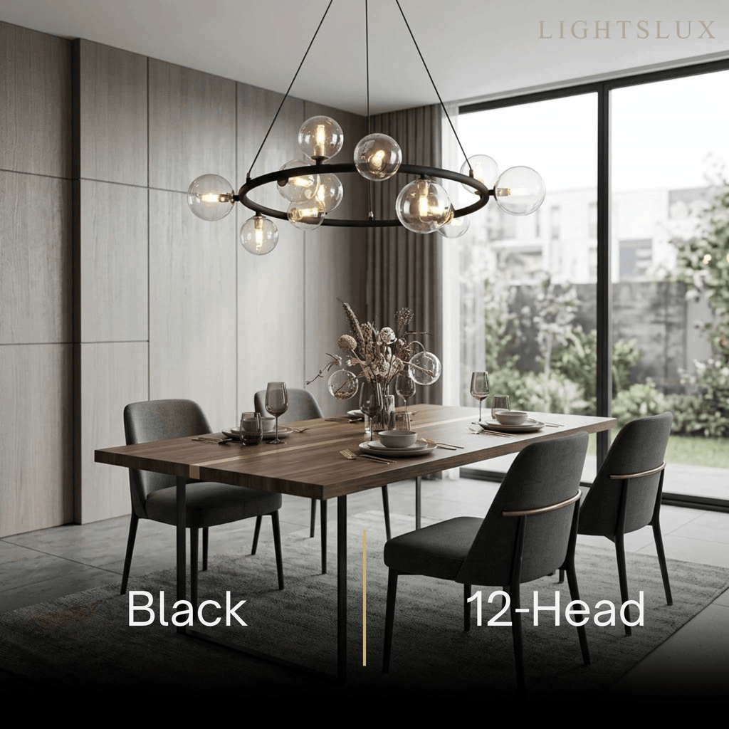 Art Deco Gold Chandelier - Metal Frame with Bubble Design for Living Room - Flindria