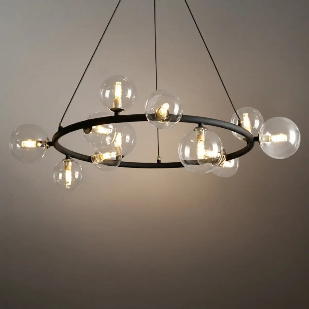 Art Deco Gold Chandelier - Metal Frame with Bubble Design for Living Room - Flindria