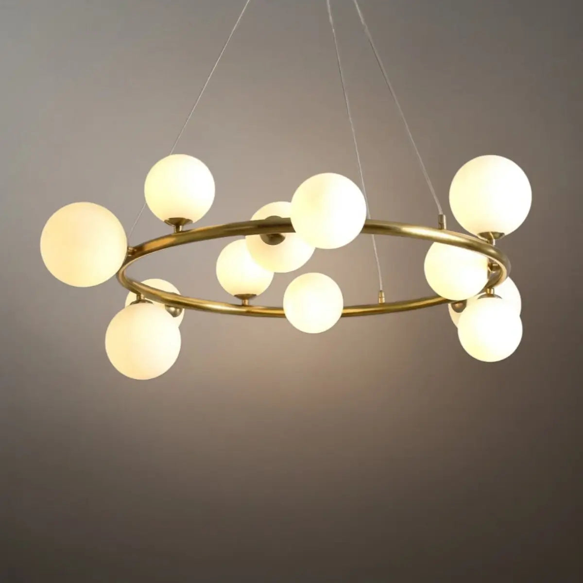 Art Deco Gold Chandelier - Metal Frame with Bubble Design for Living Room - Flindria