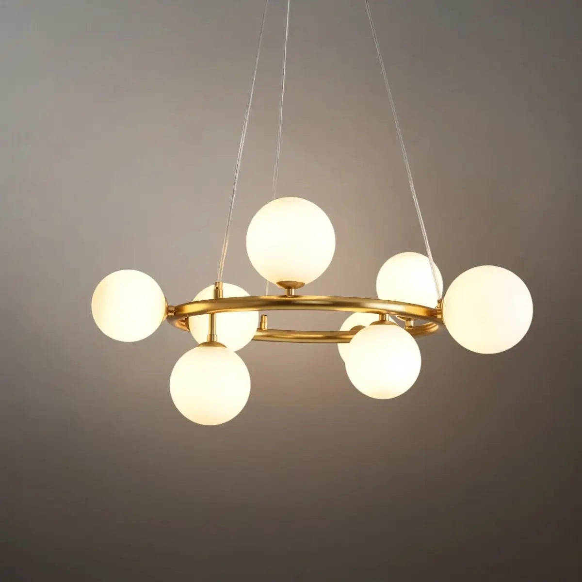 Art Deco Gold Chandelier - Metal Frame with Bubble Design for Living Room - Flindria