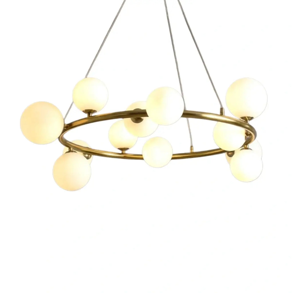 Art Deco Gold Chandelier - Metal Frame with Bubble Design for Living Room - Flindria