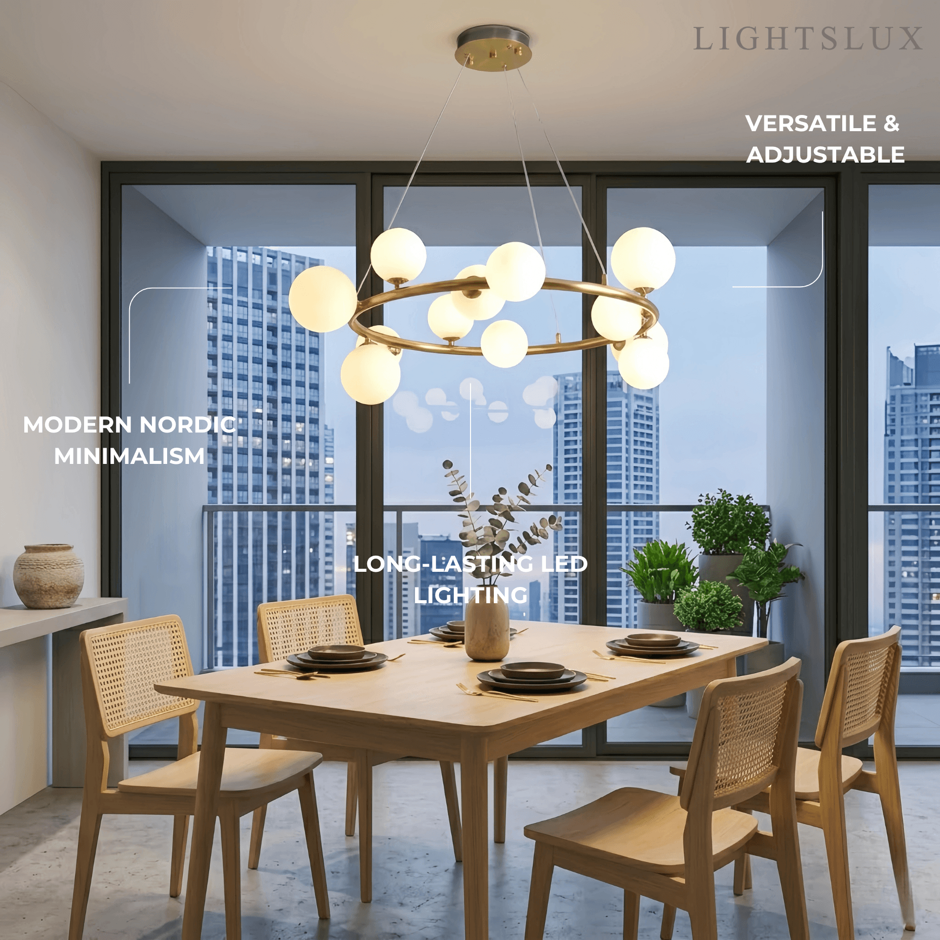 Art Deco Gold Chandelier - Metal Frame with Bubble Design for Living Room - Flindria