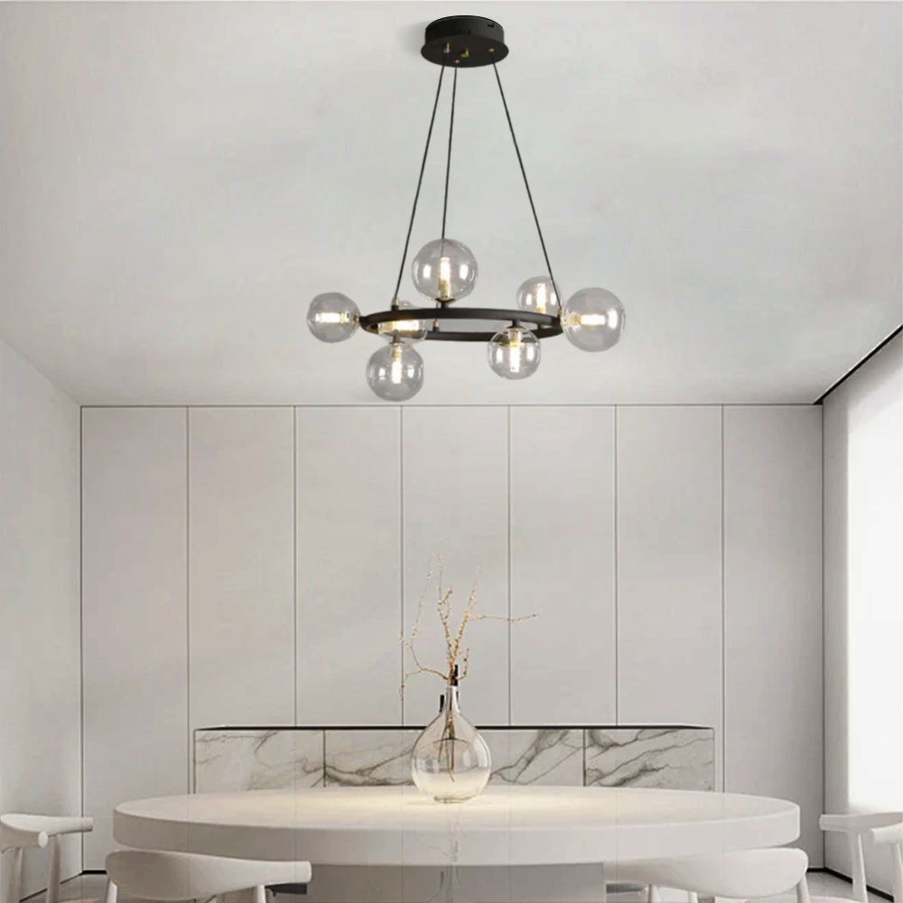 Art Deco Gold Chandelier - Metal Frame with Bubble Design for Living Room - Flindria