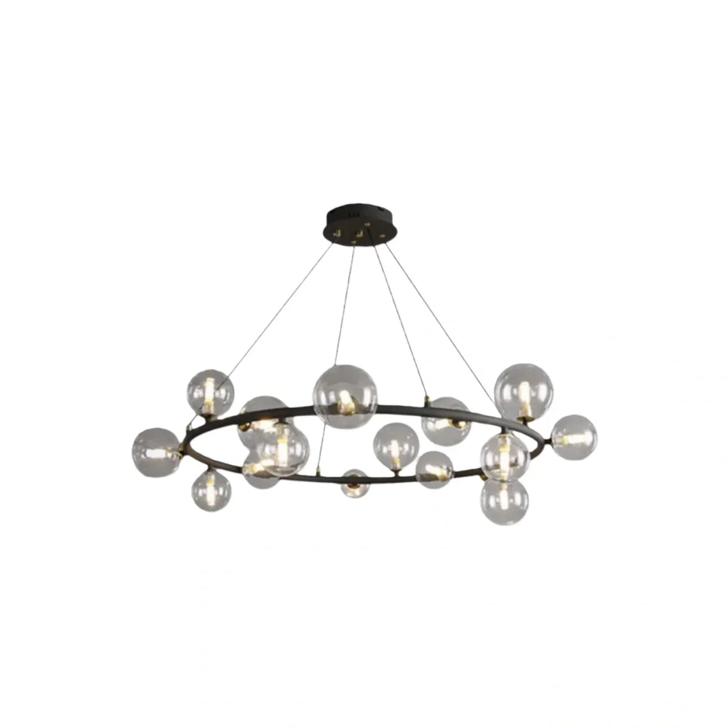 Art Deco Gold Chandelier - Metal Frame with Bubble Design for Living Room - Flindria